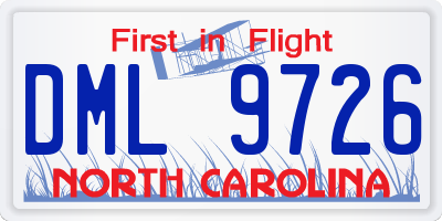 NC license plate DML9726
