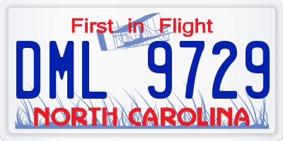 NC license plate DML9729