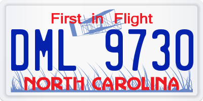 NC license plate DML9730