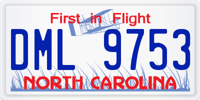 NC license plate DML9753