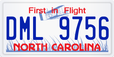NC license plate DML9756