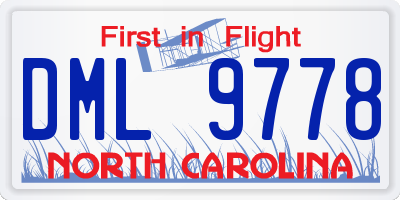 NC license plate DML9778