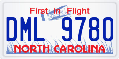 NC license plate DML9780
