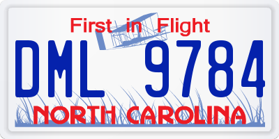 NC license plate DML9784