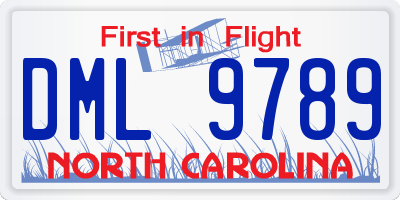 NC license plate DML9789
