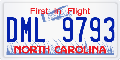 NC license plate DML9793