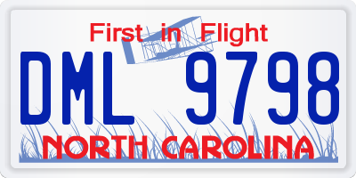NC license plate DML9798