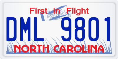 NC license plate DML9801
