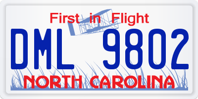 NC license plate DML9802