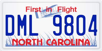 NC license plate DML9804