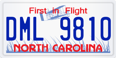 NC license plate DML9810