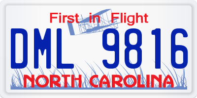 NC license plate DML9816