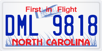 NC license plate DML9818