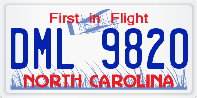 NC license plate DML9820