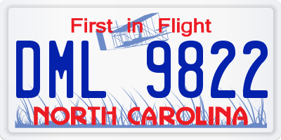 NC license plate DML9822