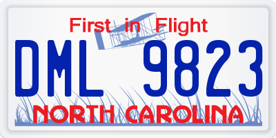 NC license plate DML9823