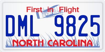 NC license plate DML9825