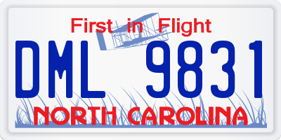 NC license plate DML9831