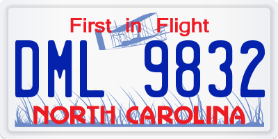 NC license plate DML9832