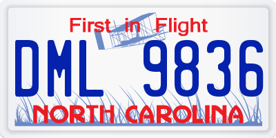 NC license plate DML9836
