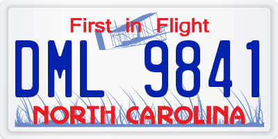 NC license plate DML9841