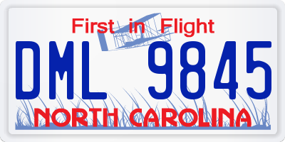 NC license plate DML9845