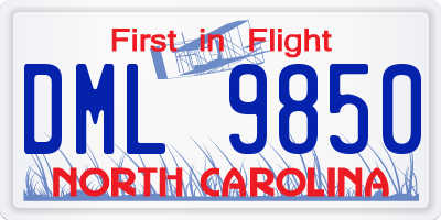 NC license plate DML9850
