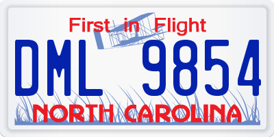 NC license plate DML9854