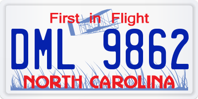 NC license plate DML9862