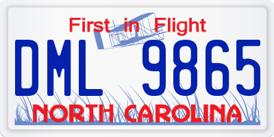 NC license plate DML9865
