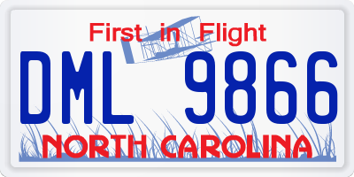 NC license plate DML9866