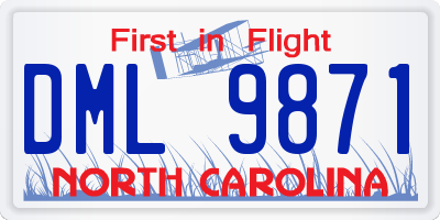 NC license plate DML9871