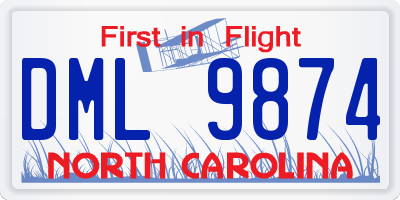 NC license plate DML9874