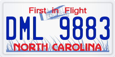 NC license plate DML9883