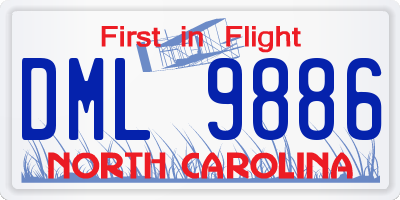 NC license plate DML9886