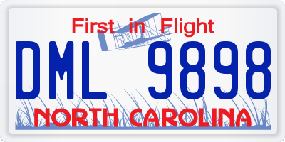 NC license plate DML9898