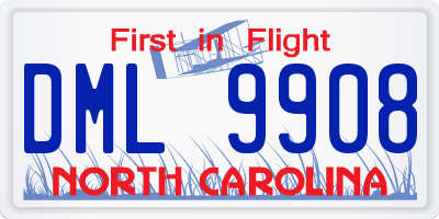 NC license plate DML9908
