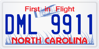 NC license plate DML9911