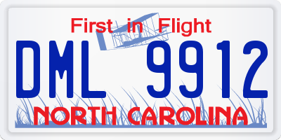 NC license plate DML9912