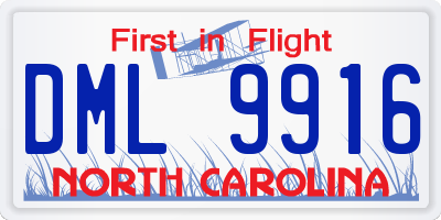 NC license plate DML9916