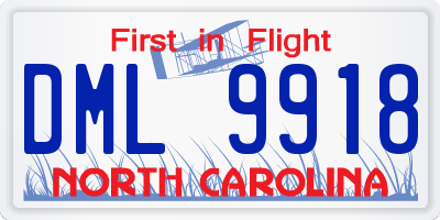 NC license plate DML9918