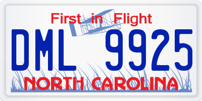 NC license plate DML9925