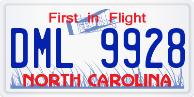 NC license plate DML9928