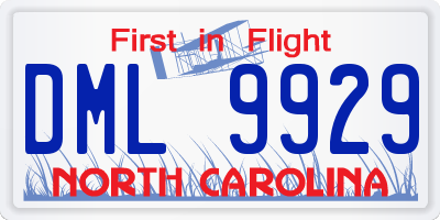 NC license plate DML9929