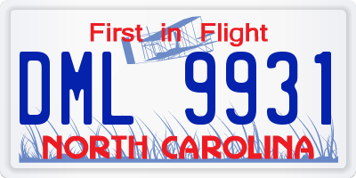 NC license plate DML9931