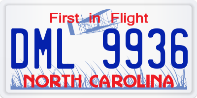 NC license plate DML9936