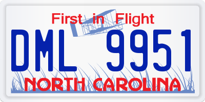 NC license plate DML9951