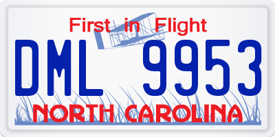 NC license plate DML9953