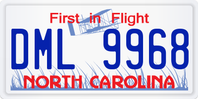 NC license plate DML9968