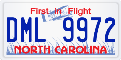 NC license plate DML9972